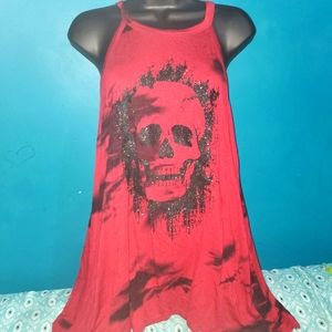 Burgundy Flowy Skull Top